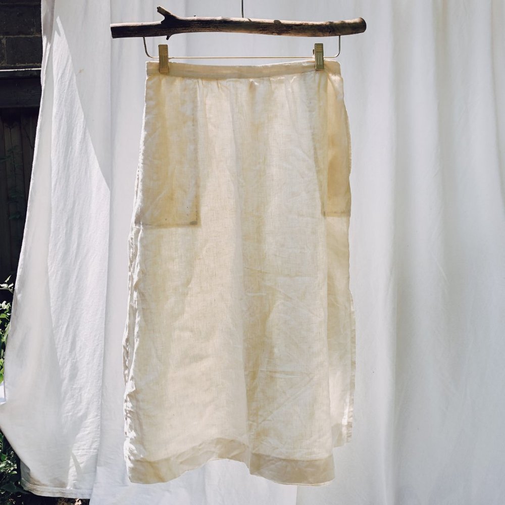Reformation cream linen mid skirt